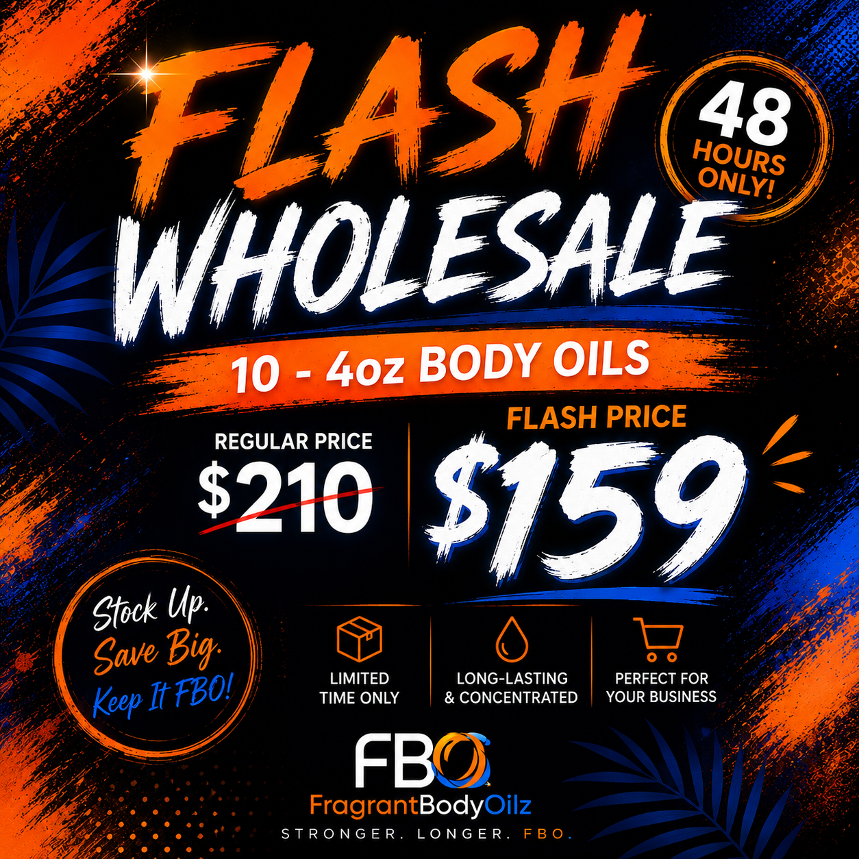 Flash Wholesale (10) 4oz Body Oils!